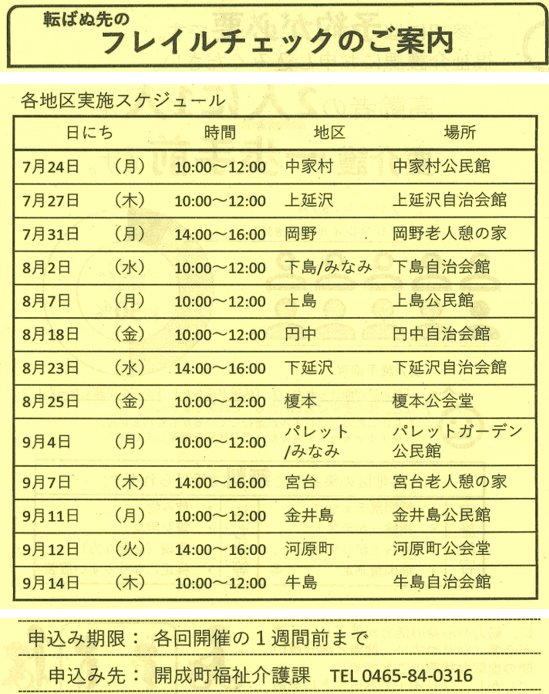 フレイルチェックの実施スケジュール表