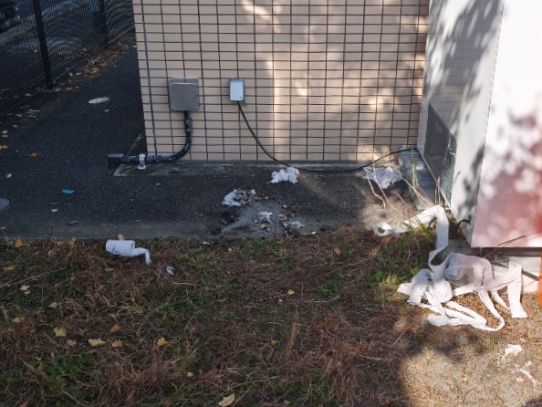 火遊びによる被害状況を撮影した写真